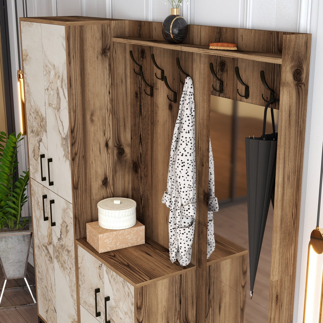 Predsieňová stena Berlin ABC - Walnut, White Marble-Vashome.sk