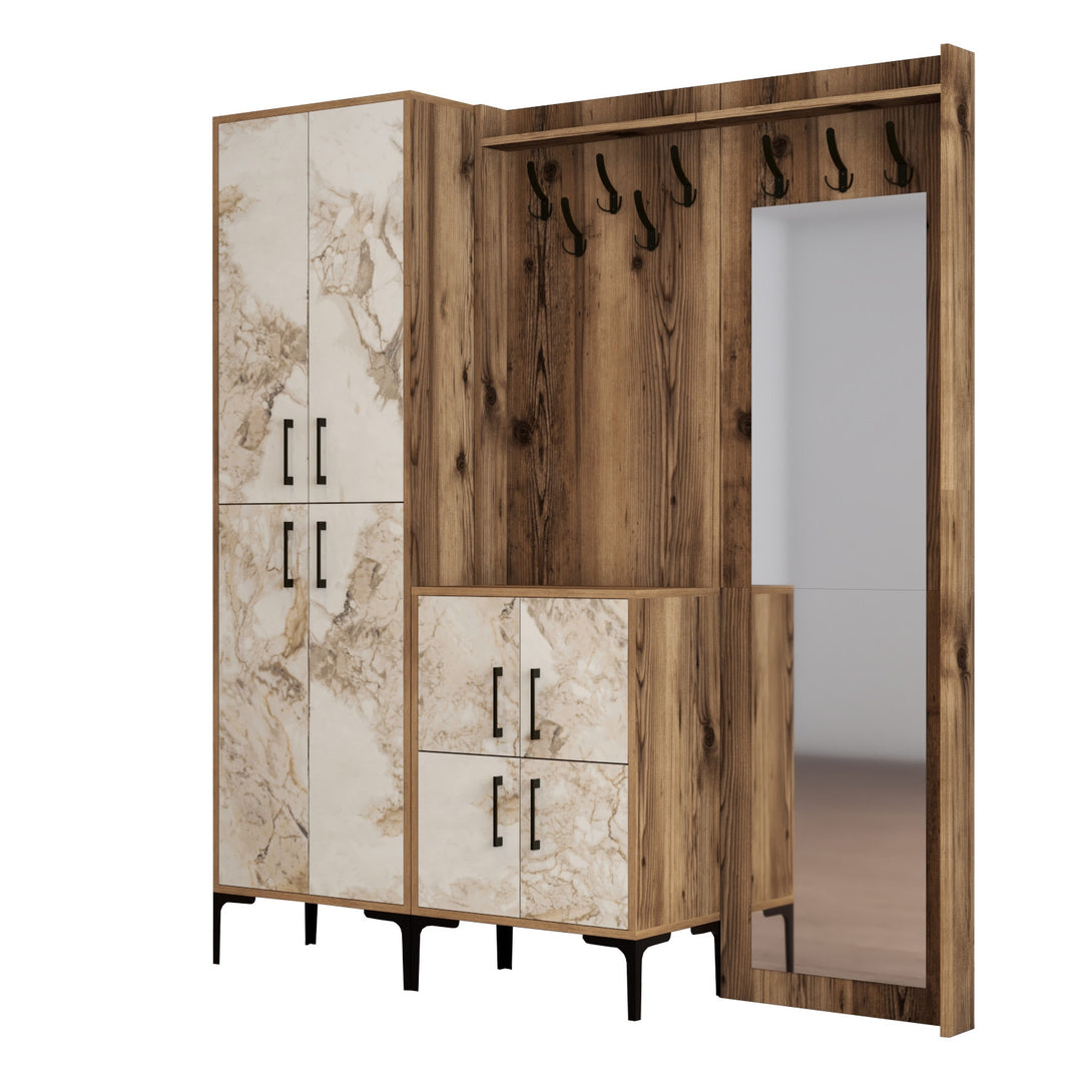 Predsieňová stena Berlin ABC - Walnut, White Marble-Vashome.sk