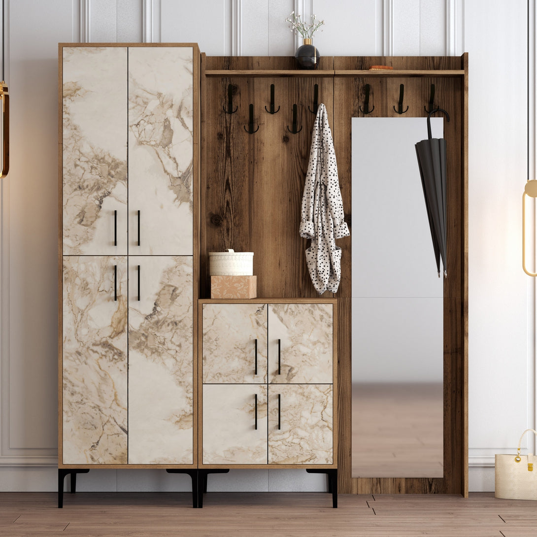 Predsieňová stena Berlin ABC - Walnut, White Marble-Vashome.sk