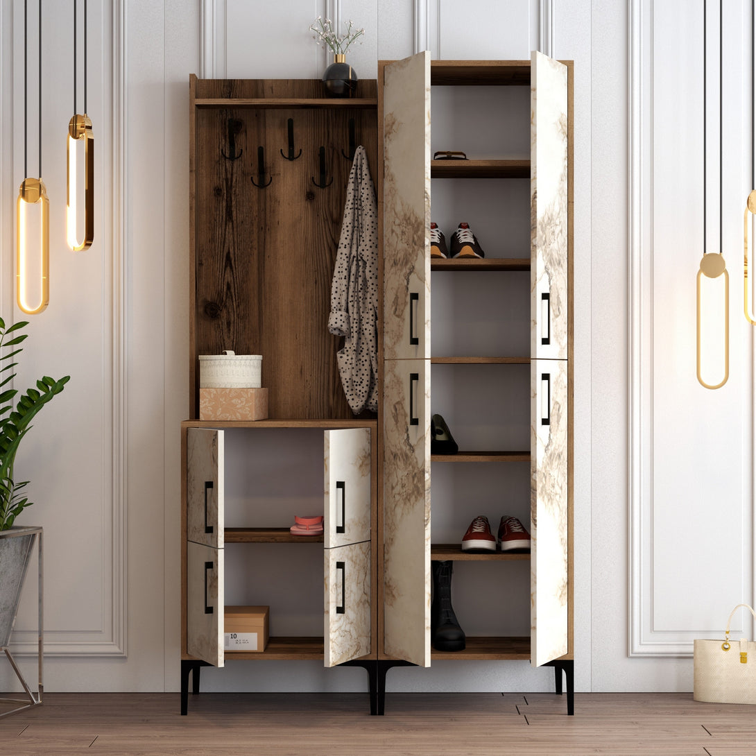Predsieňová stena Berlin BA - Walnut, White Marble-Vashome.sk