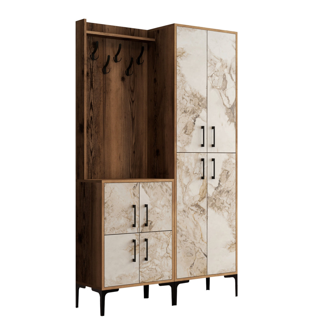 Predsieňová stena Berlin BA - Walnut, White Marble-Vashome.sk