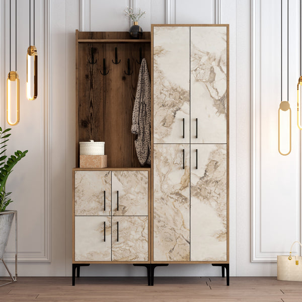 Predsieňová stena Berlin BA - Walnut, White Marble-Vashome.sk