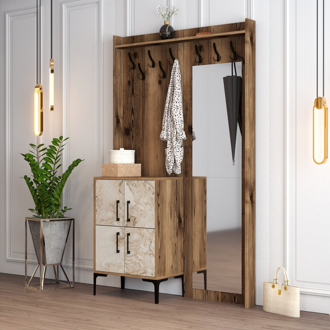 Predsieňová stena Berlin BC - Walnut, White Marble-Vashome.sk