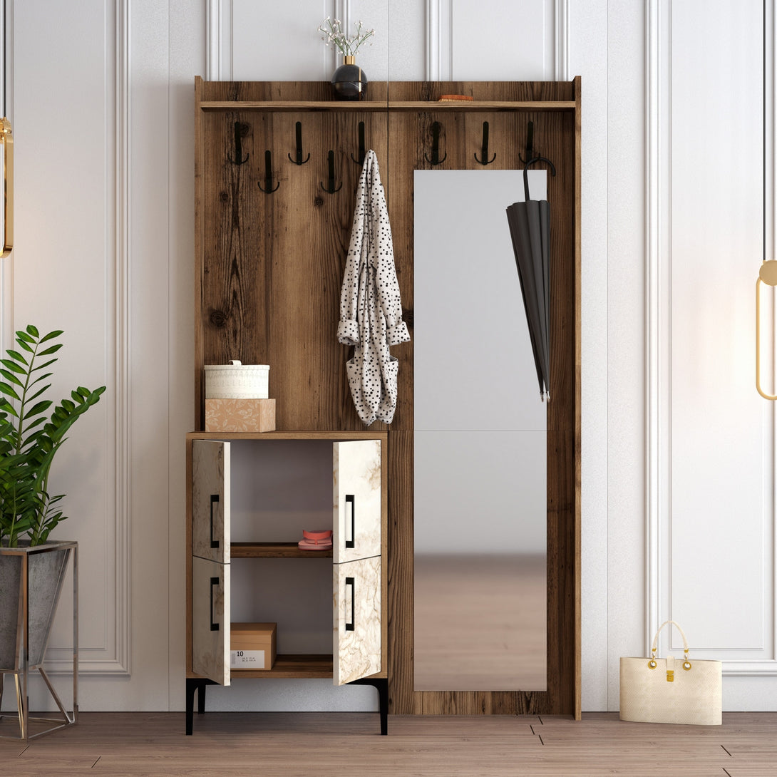 Predsieňová stena Berlin BC - Walnut, White Marble-Vashome.sk