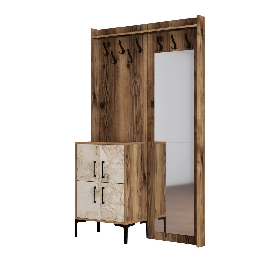 Predsieňová stena Berlin BC - Walnut, White Marble-Vashome.sk