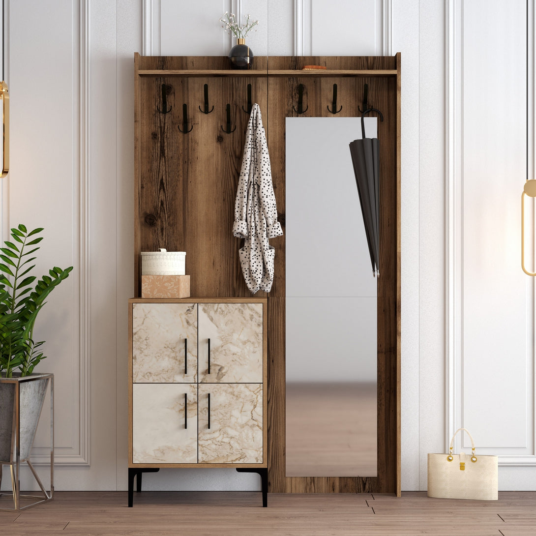 Predsieňová stena Berlin BC - Walnut, White Marble-Vashome.sk