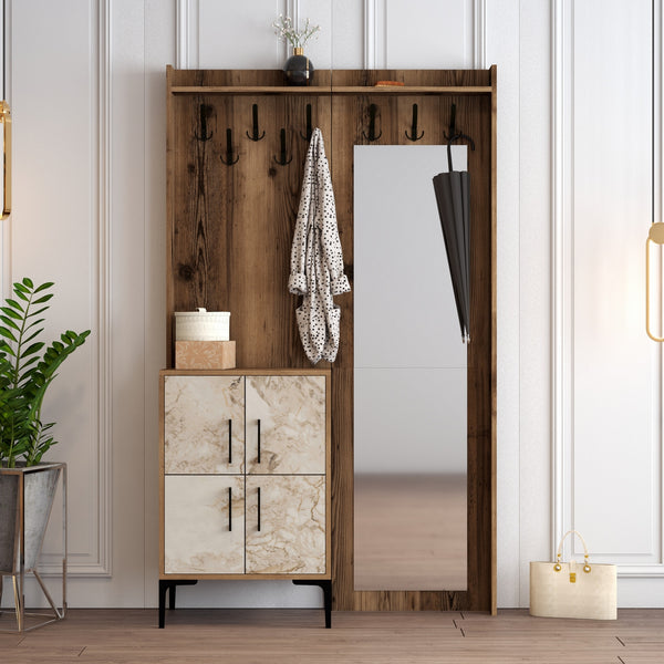 Predsieňová stena Berlin BC - Walnut, White Marble-Vashome.sk