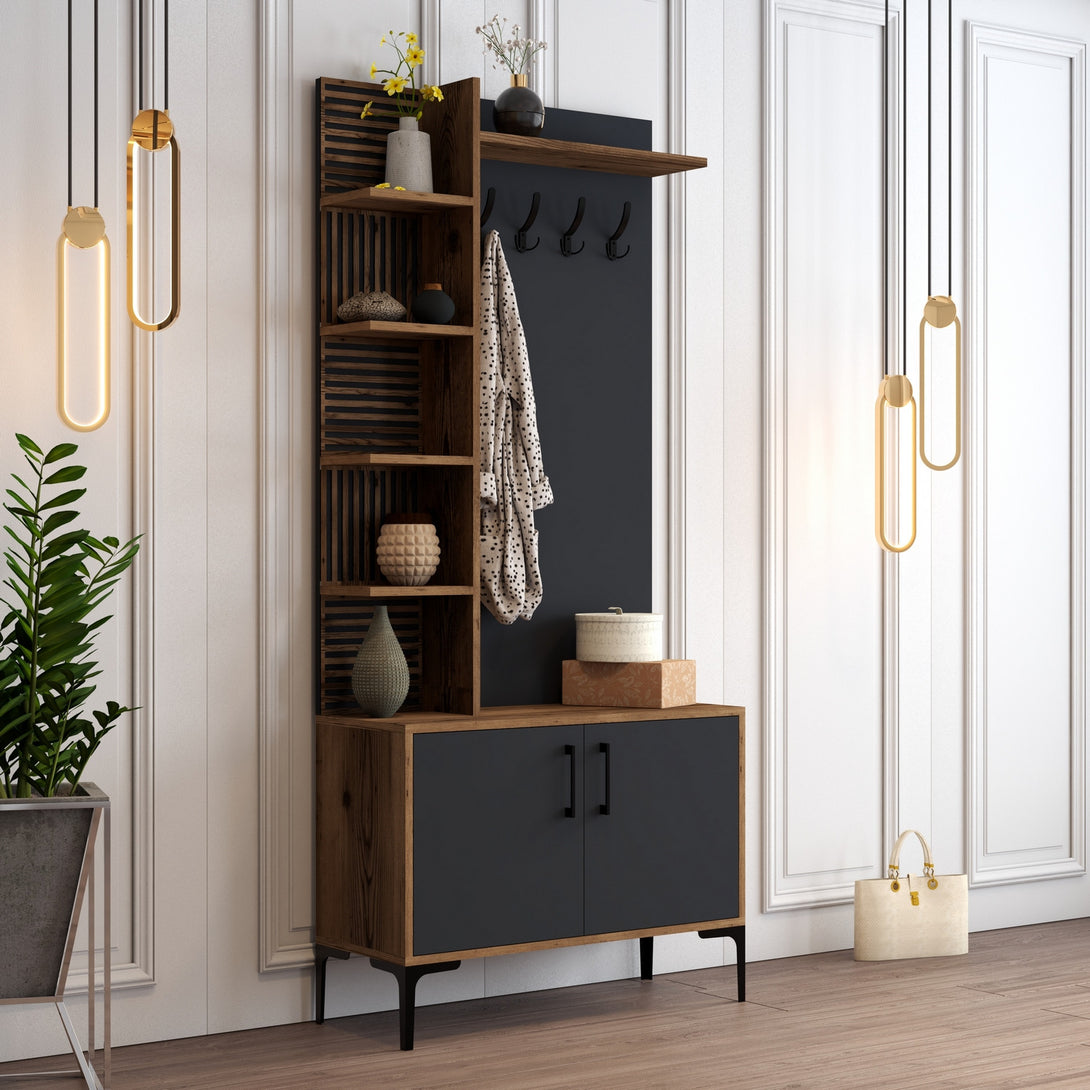 Predsieňová stena Viyana D - Walnut, Anthracite-Vashome.sk