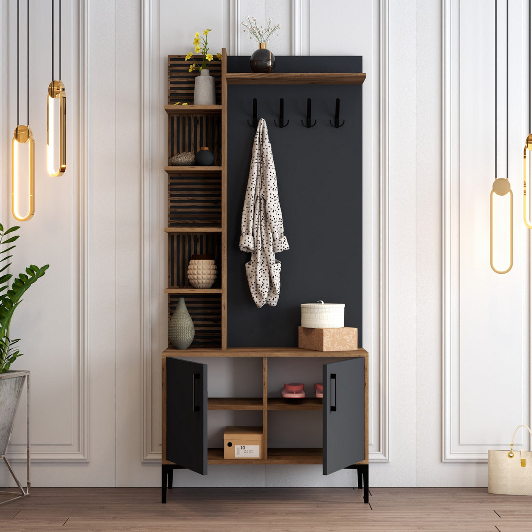 Predsieňová stena Viyana D - Walnut, Anthracite-Vashome.sk