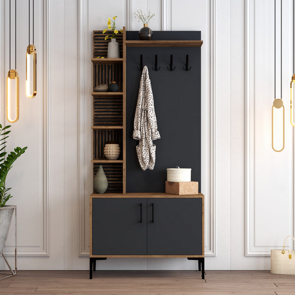 Predsieňová stena Viyana D - Walnut, Anthracite-Vashome.sk