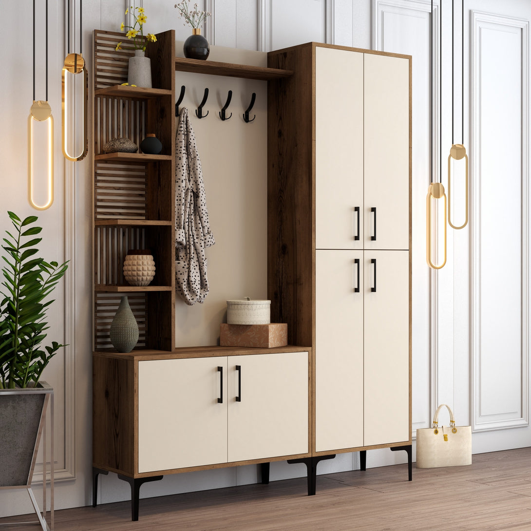 Predsieňová stena Viyana DA - Walnut, Cream-Vashome.sk