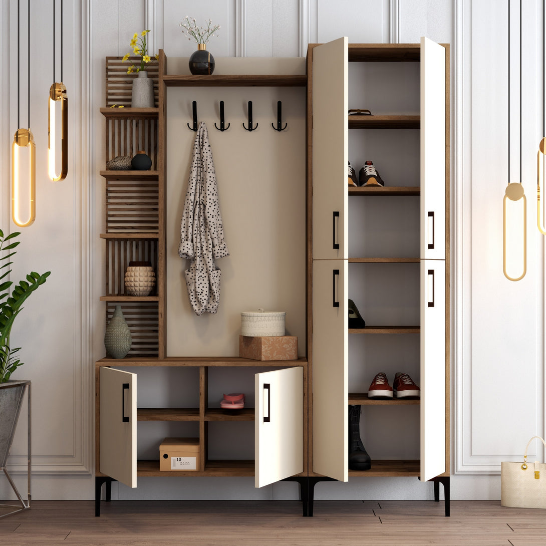 Predsieňová stena Viyana DA - Walnut, Cream-Vashome.sk