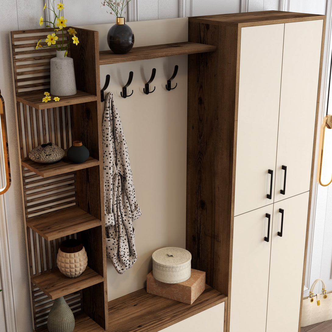 Predsieňová stena Viyana DA - Walnut, Cream-Vashome.sk