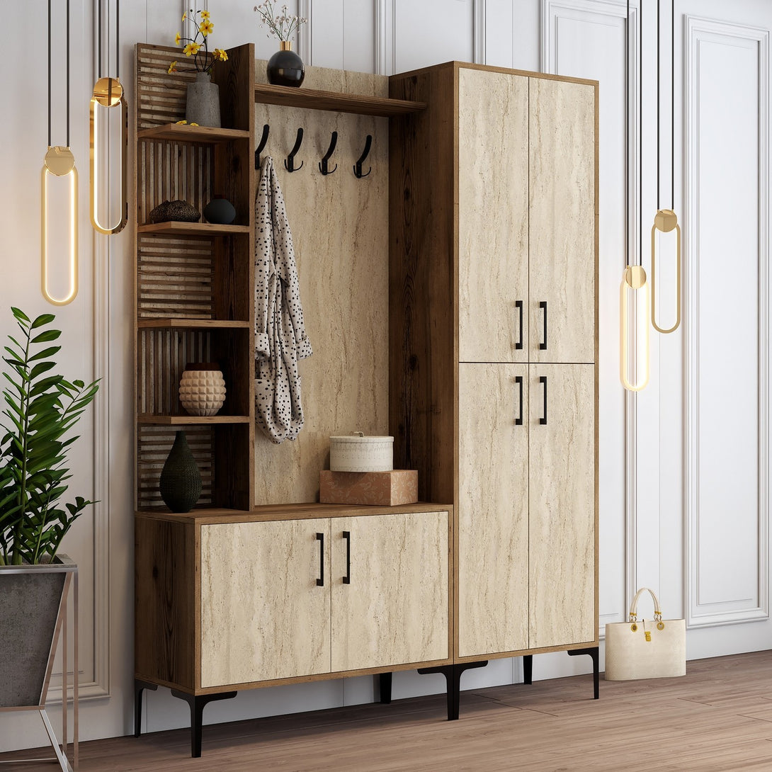 Predsieňová stena Viyana Da - Walnut, Travertine-Vashome.sk