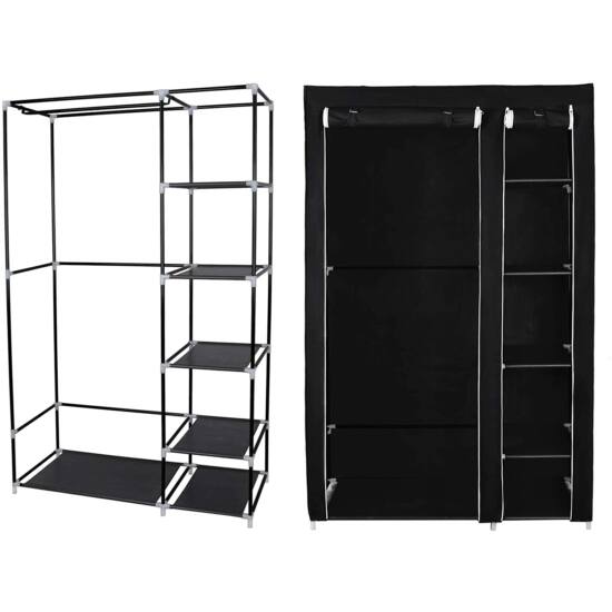 SONGMICS Dvojitý plátenný šatníkový organizér čierny, 110 x 45 x 175 cm-Vashome.sk