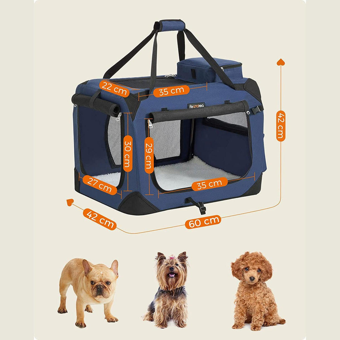 Prepravný box pre domáce zvieratá, skladací, veľkosť M, modrý | FEANDREA-Vashome.sk