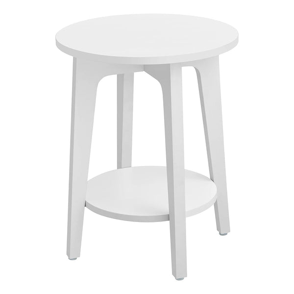 Príručný stolík, malý okrúhly stolík so spodnou policou, biely | VASAGLE-Vashome.sk