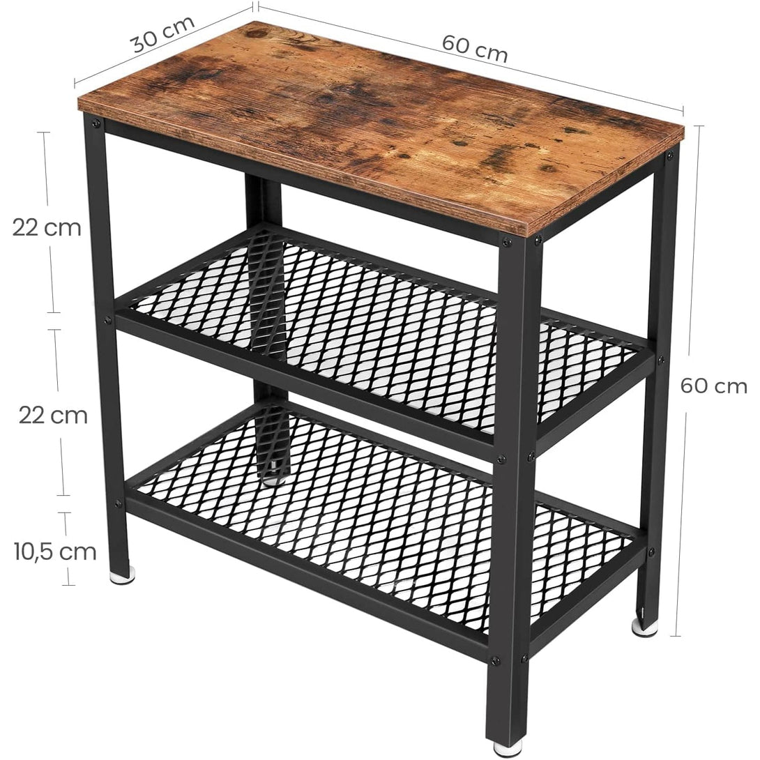VASAGLE Príručný stolík, malý stolík s 2 sieťovanými policami 60 x 30 x 60 cm-Vashome.sk