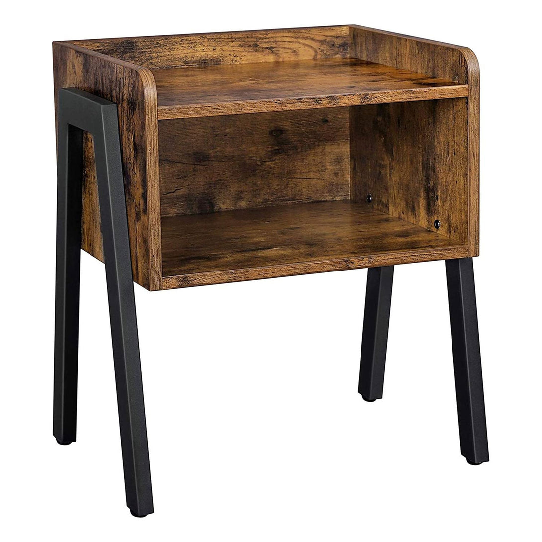 Rustikálny stolík / nočný stolík v industriálnom štýle s veľkou priehradkou 42 x 52 x 35 cm-Vashome.sk