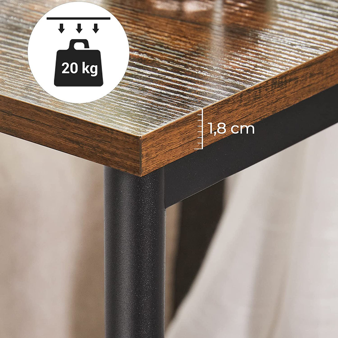 Príručný stolík s oceľovým rámom, 34 x 58 x 30 cm, rustikálny hnedý-Vashome.sk