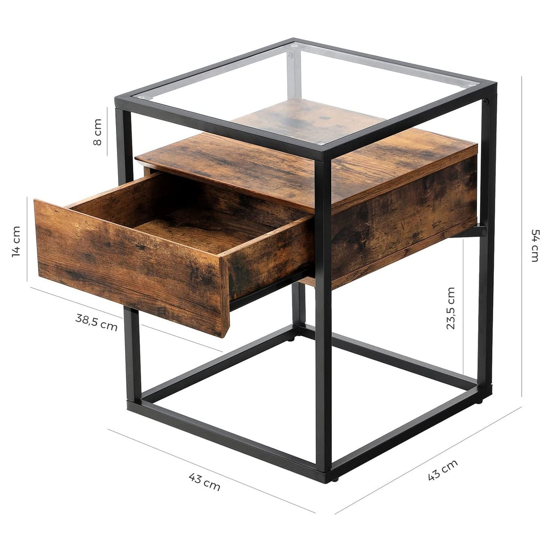 Malý stolík s tvrdeným sklom , nočný stolík 43x43x54 cm-Vashome.sk