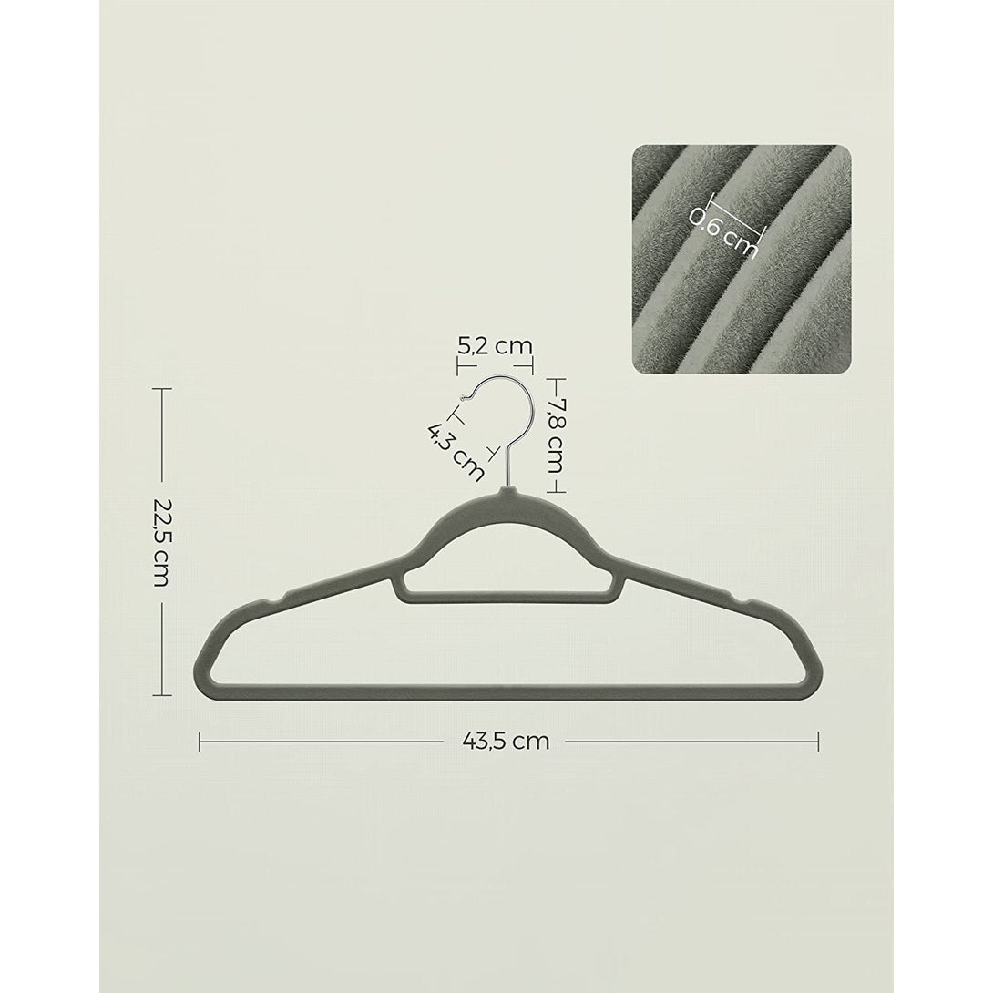 Protišmykový zamatový vešiak na šaty, 50 kusov, šedý | SONGMICS-Vashome.sk