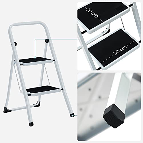 Songmics összecsukható 2 lépcsős létra, max. teherbírás 150 kg-Vashome.sk