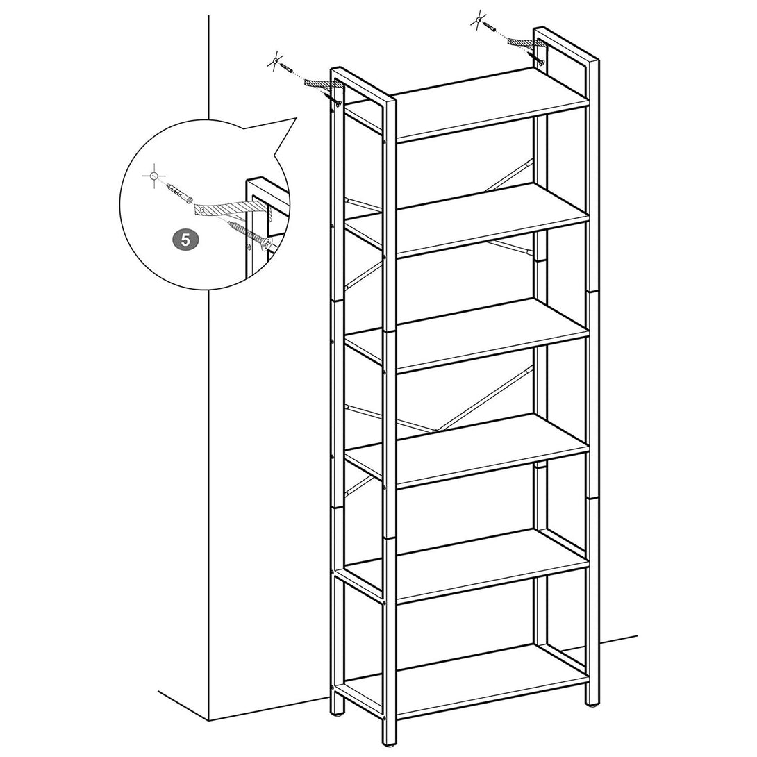 Vasagle 6-úrovňová polica na knihy, 66 x 30 x 186 cm-Vashome.sk