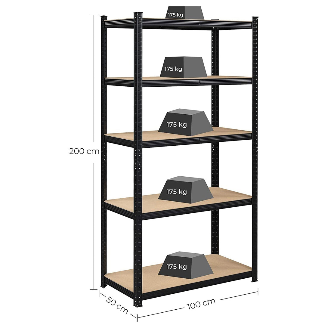 SONGMICS 5-úrovňová polica pre vysoké zaťaženie, 200 x 100 x 50 cm, max. nosnosť 875 kg (175 kg / polica)-Vashome.sk