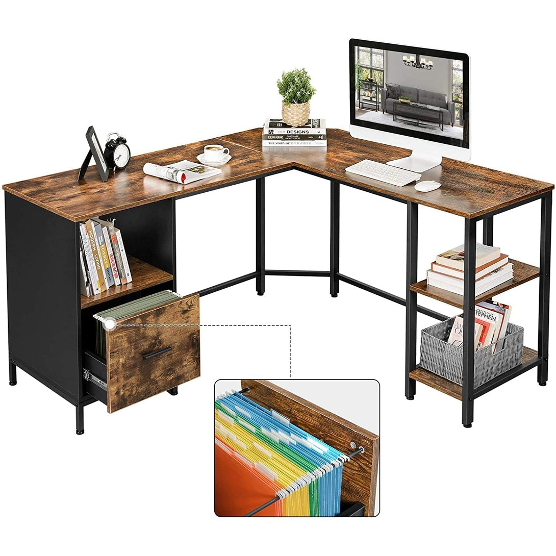 VASAGLE Rohový písací stôl, kancelársky stôl, PC stôl v tvare L, 137 x 150 x 75 cm-Vashome.sk