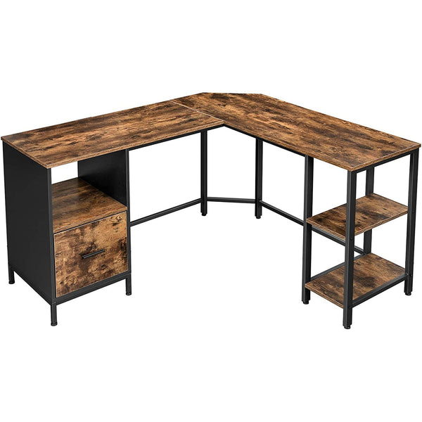VASAGLE Rohový písací stôl, kancelársky stôl, PC stôl v tvare L, 137 x 150 x 75 cm-Vashome.sk