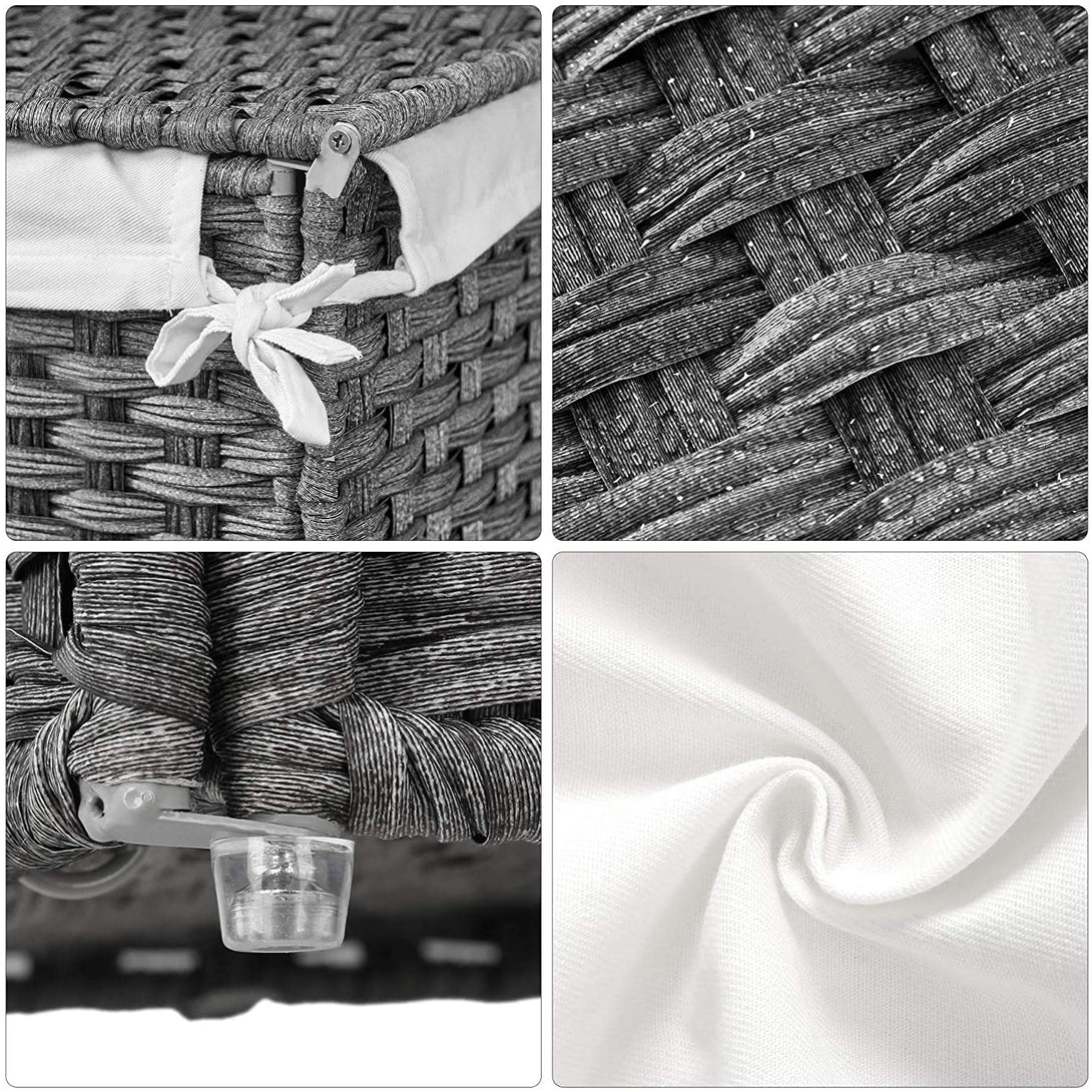 Ručne tkaný kôš na bielizeň, kôš na prádlo zo syntetického ratanu, 90 l, šedý-Vashome.sk