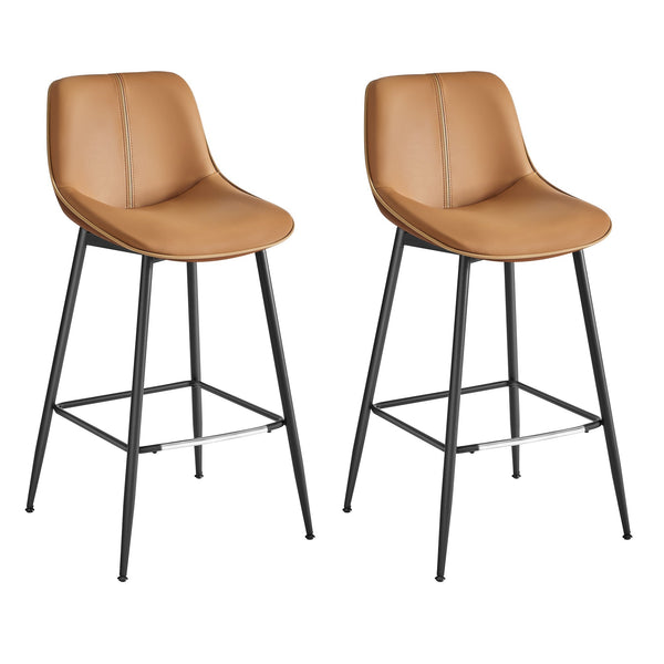 bárszékek 2 db-os szett, ergonomikus háttámlával, műbőr kárpitozással, 73 cm magas, karamellbarna-Vashome.sk