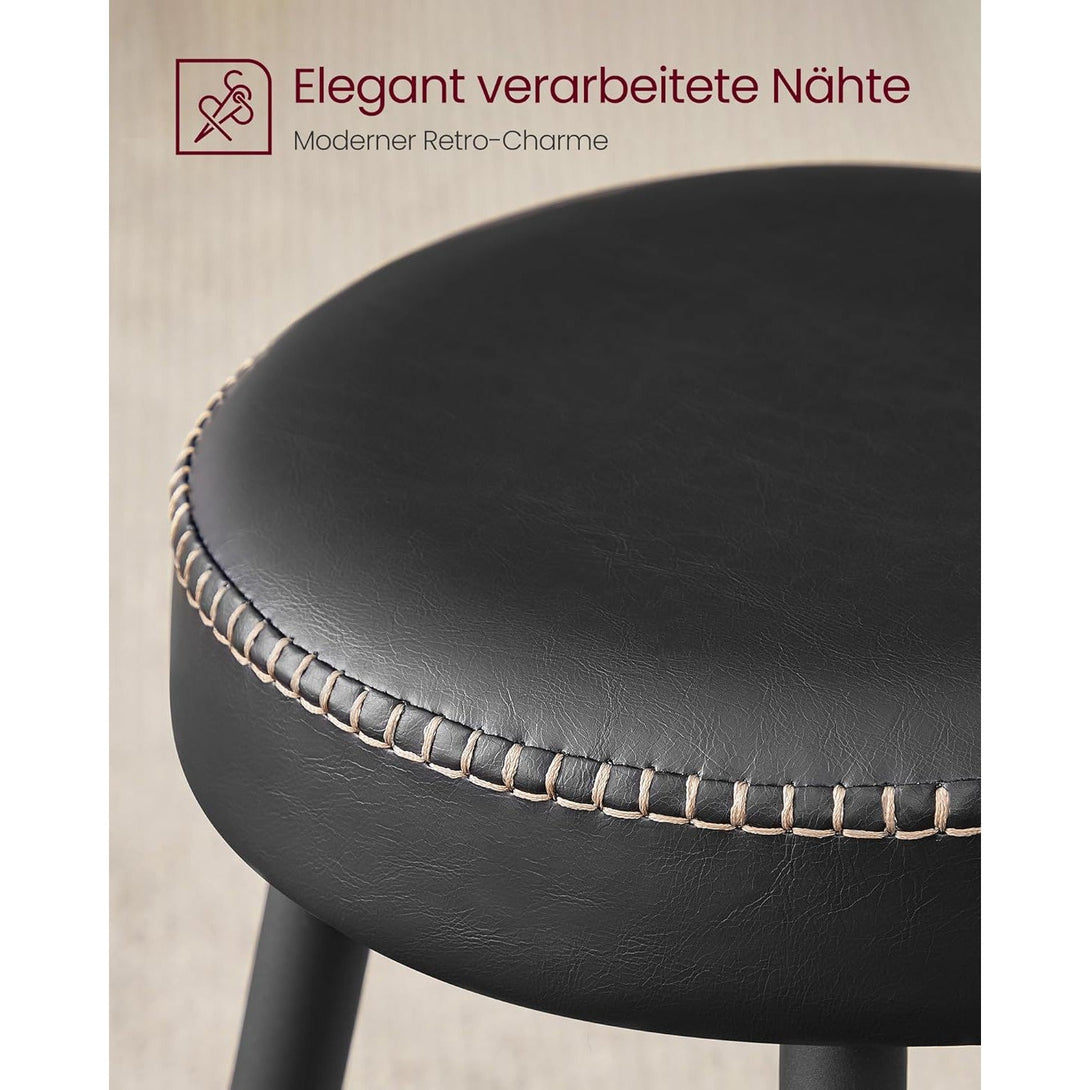 Sada 2 ks barových stoličiek, syntetická koža s prešívaním, čierne | VASAGLE-Vashome.sk