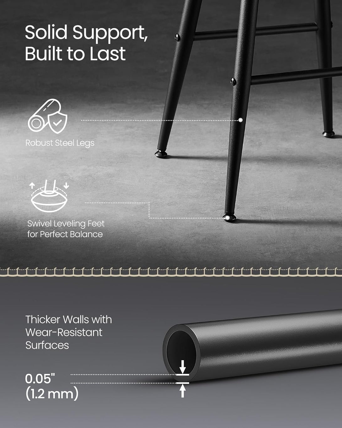 Sada 2 ks barových stoličiek, syntetická koža s prešívaním, čierne-Vashome.sk