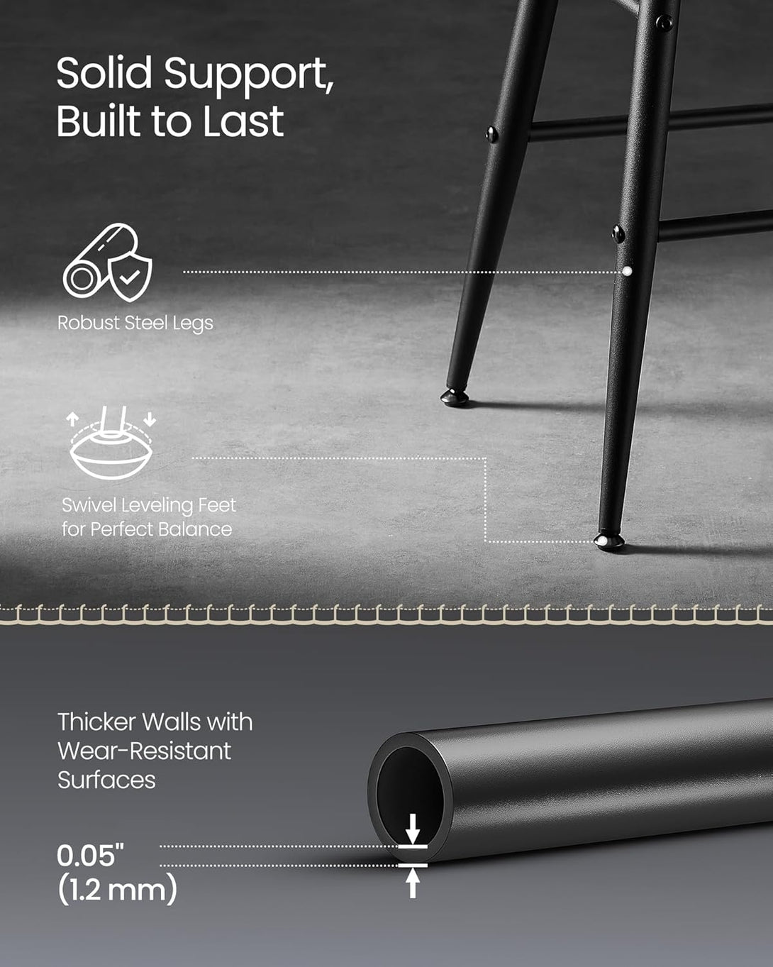 Sada 2 ks barových stoličiek, syntetická koža s prešívaním, čierne-Vashome.sk