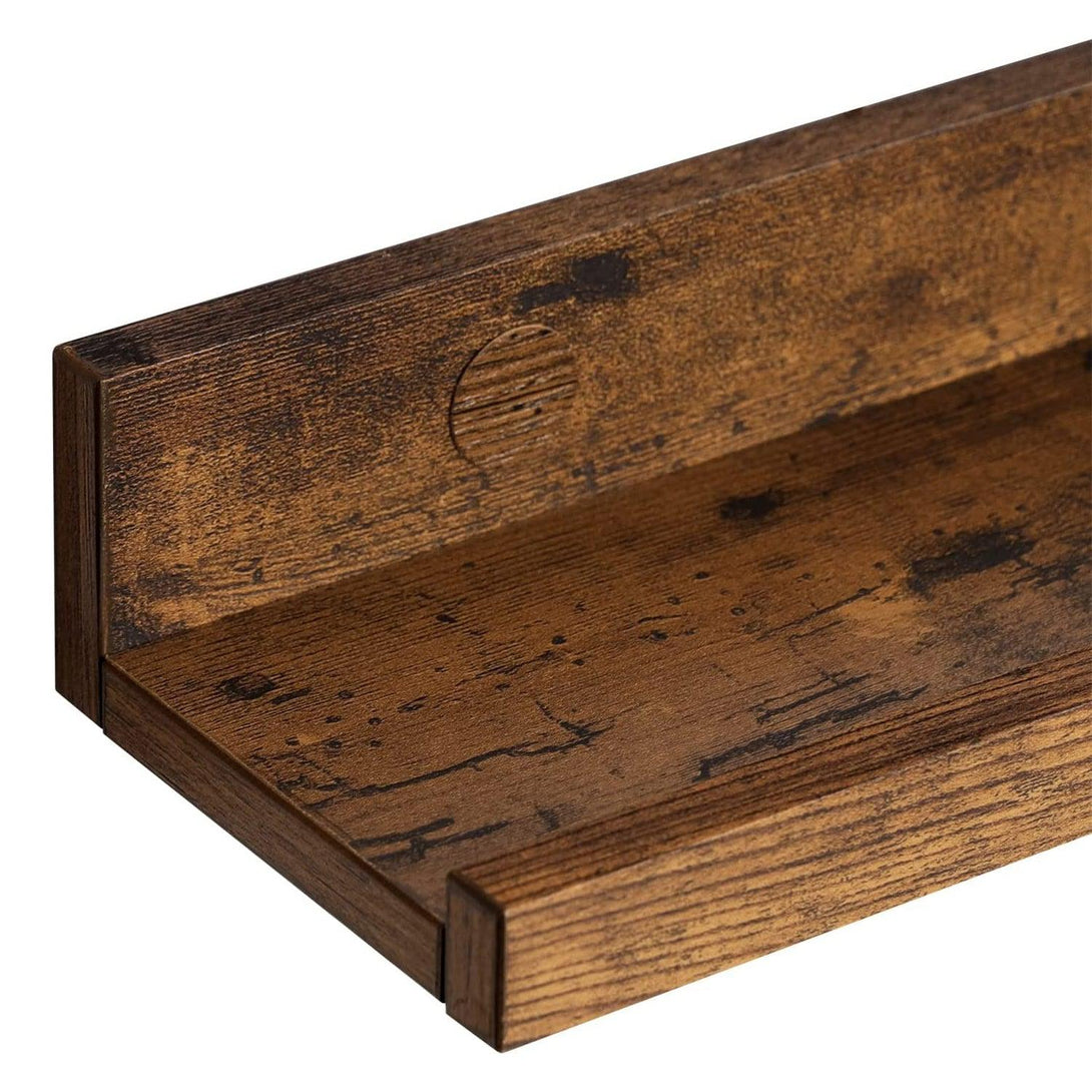 VASAGLE Sada nástenných plávajúcich políc 3 ks, 38 x 10 cm, rustikálna hnedá-Vashome.sk