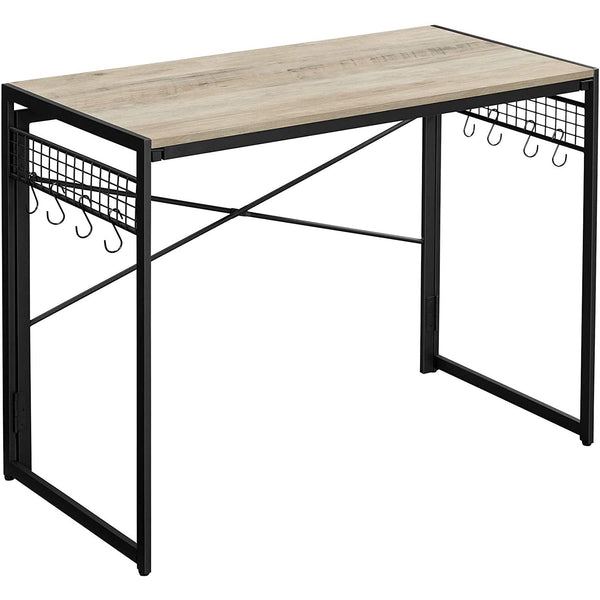 Skladací písací stôl s 8 háčikmi 100 x 50 x 76,5 cm, greige/čierny | VASAGLE-Vashome.sk
