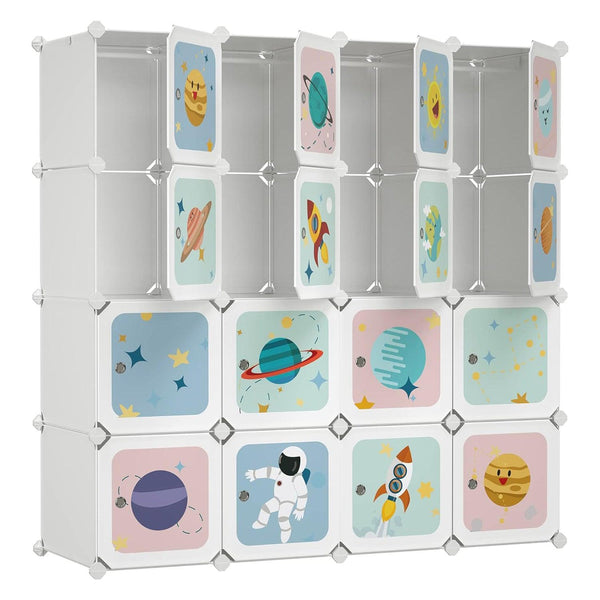 Skladacia skriňa, modulárna skrinka pre deti so 16 priehradkami, vesmírny motív | SONGMICS-Vashome.sk