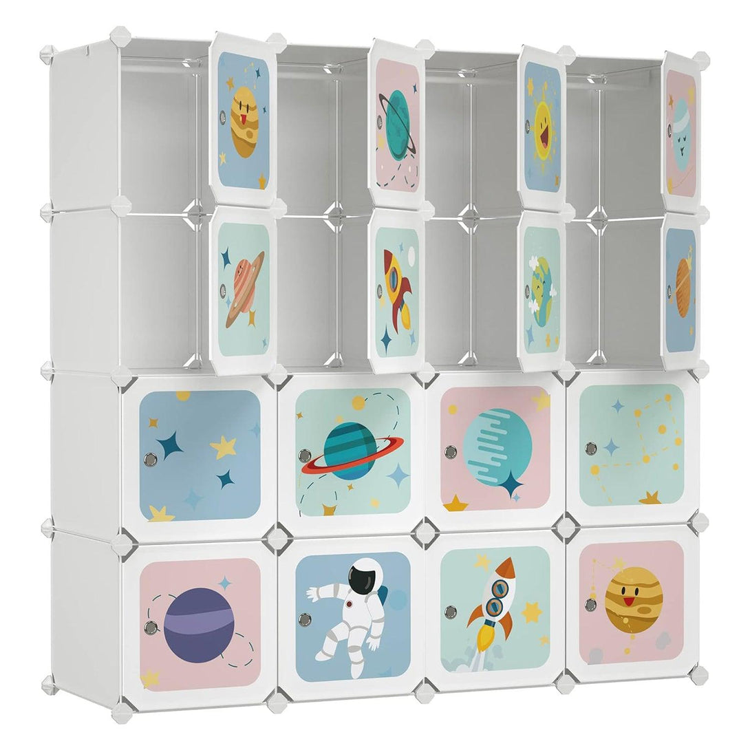 Skladacia skriňa, modulárna skrinka pre deti so 16 priehradkami, vesmírny motív | SONGMICS-Vashome.sk