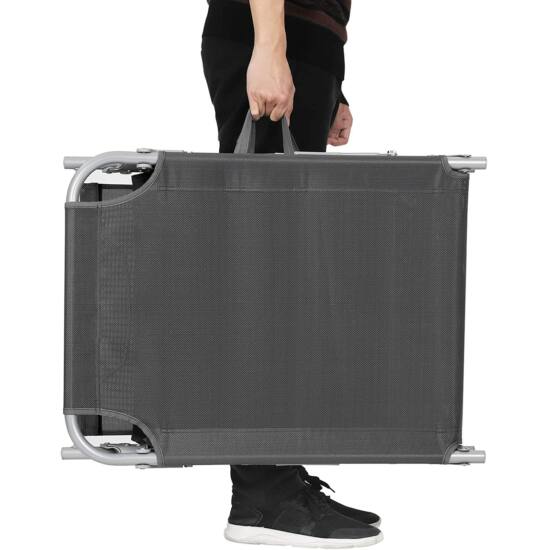 Skladacie lehátko so strieškou, 53 x 193 x 29,5 cm, nosnosť do 150 kg, tmavošedé-Vashome.sk