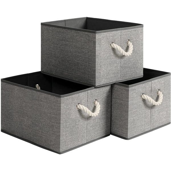 SONGMICS Skladacie úložné boxy 3 ks, 40 x 25 x 30 cm, sivé-Vashome.sk