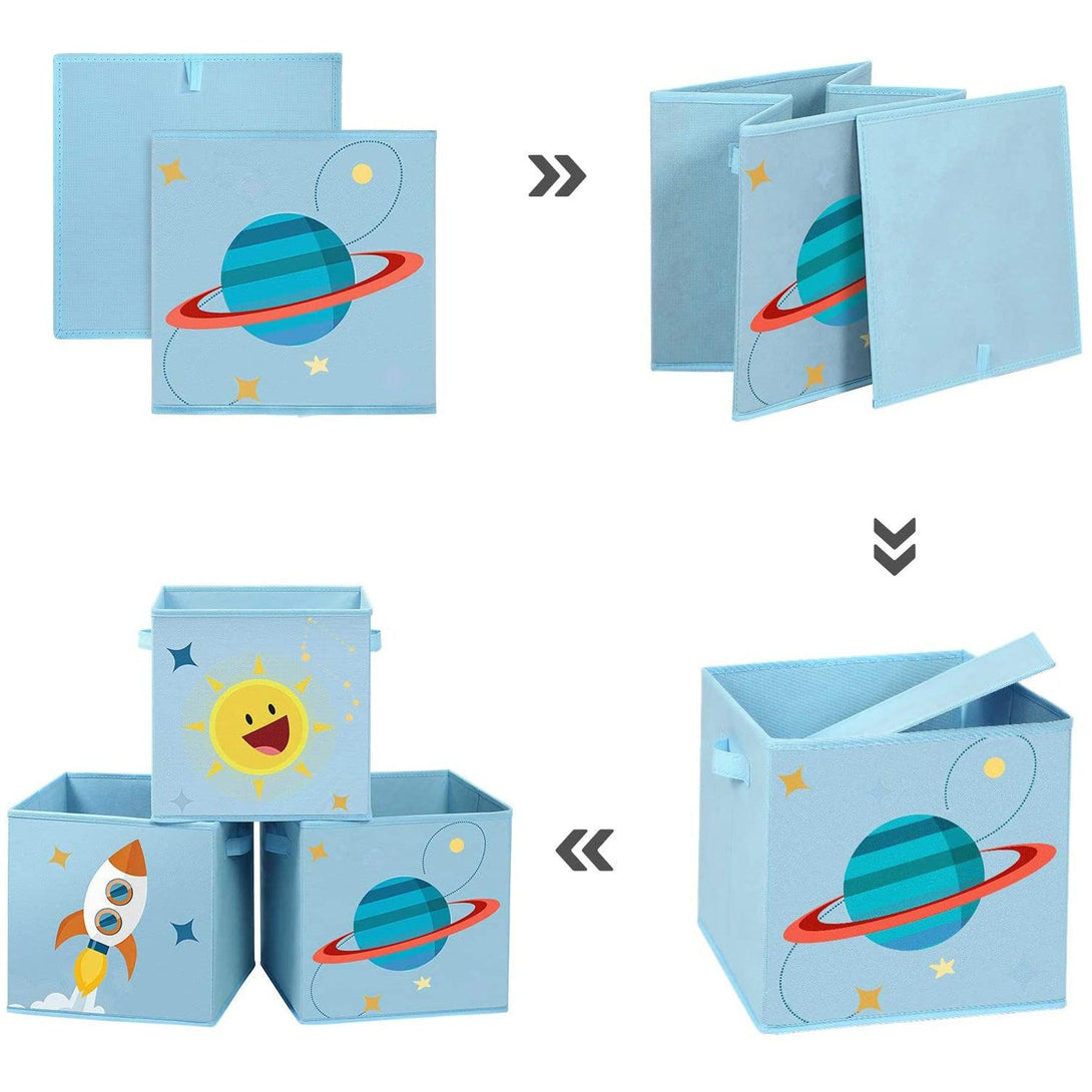Skladacie úložné boxy 30 x 30 x 30 cm, modré/detský motív-Vashome.sk