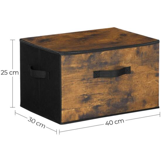 Skladacie úložné boxy, 3 ks, 40 x 25 x 30 cm, rustikálna hnedá, čierna-Vashome.sk