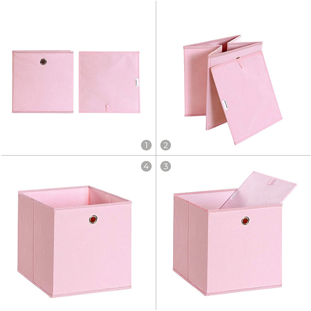 SONGMICS Skladacie úložné boxy sada 6 ks, 30 x 30 x 30 cm, ružové-Vashome.sk