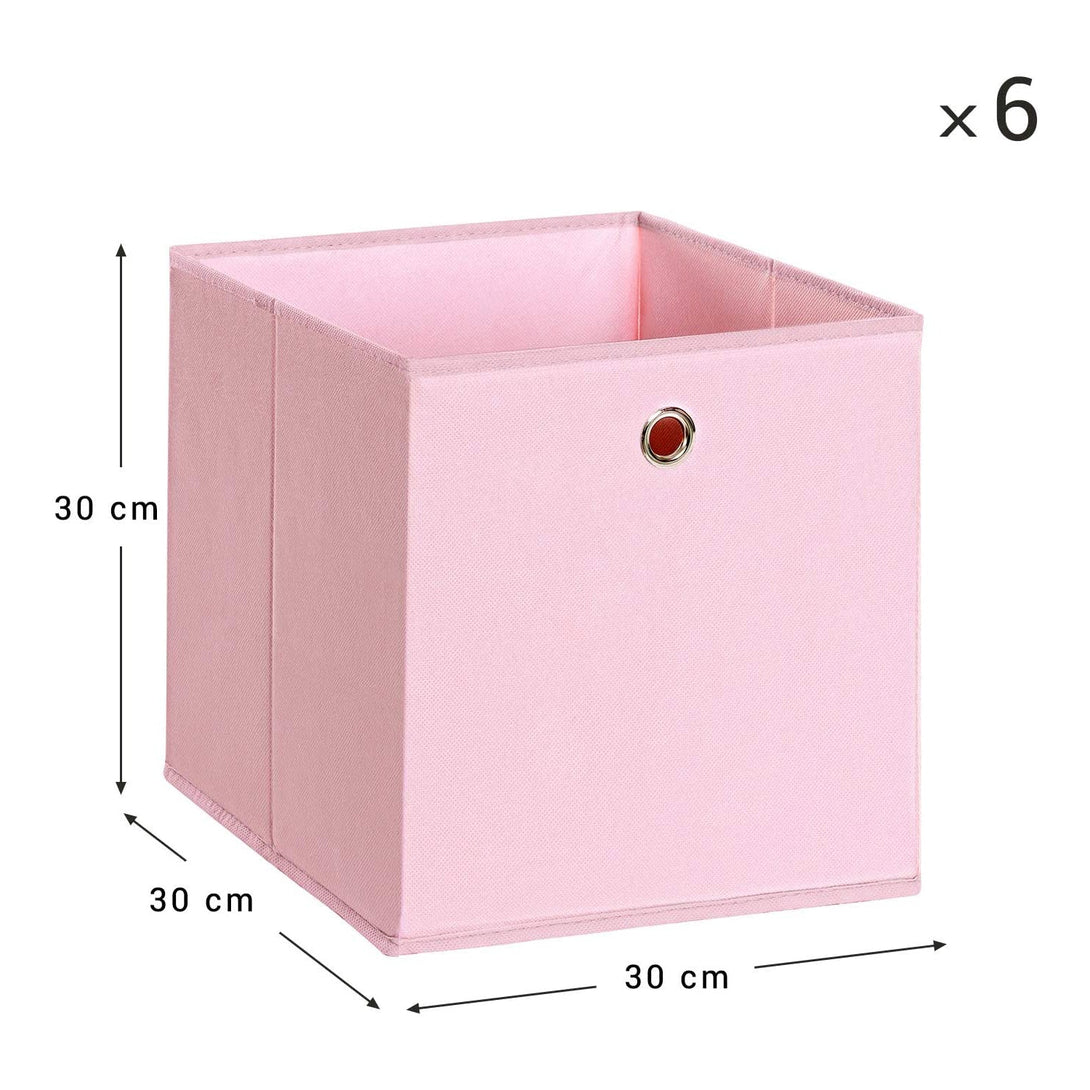 SONGMICS Skladacie úložné boxy sada 6 ks, 30 x 30 x 30 cm, ružové-Vashome.sk