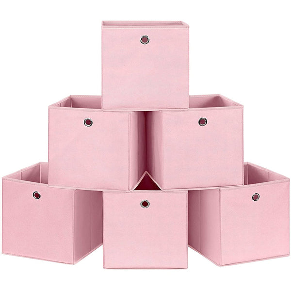 SONGMICS Skladacie úložné boxy sada 6 ks, 30 x 30 x 30 cm, ružové-Vashome.sk