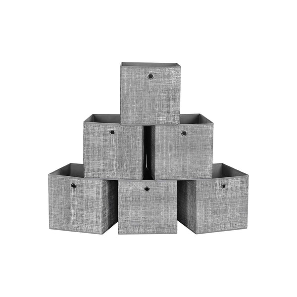 Skladacie úložné boxy, 30 x 30 x 30 cm, 6 ks, sivé-Vashome.sk