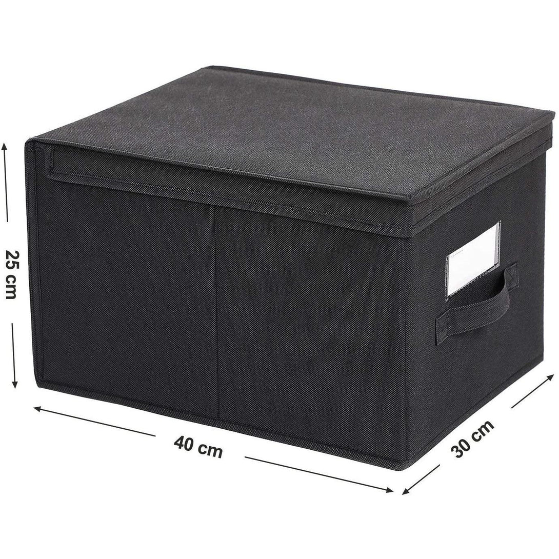 Skladací úložný box so štítkami 40 x 25 x 30 cm, čierny-Vashome.sk