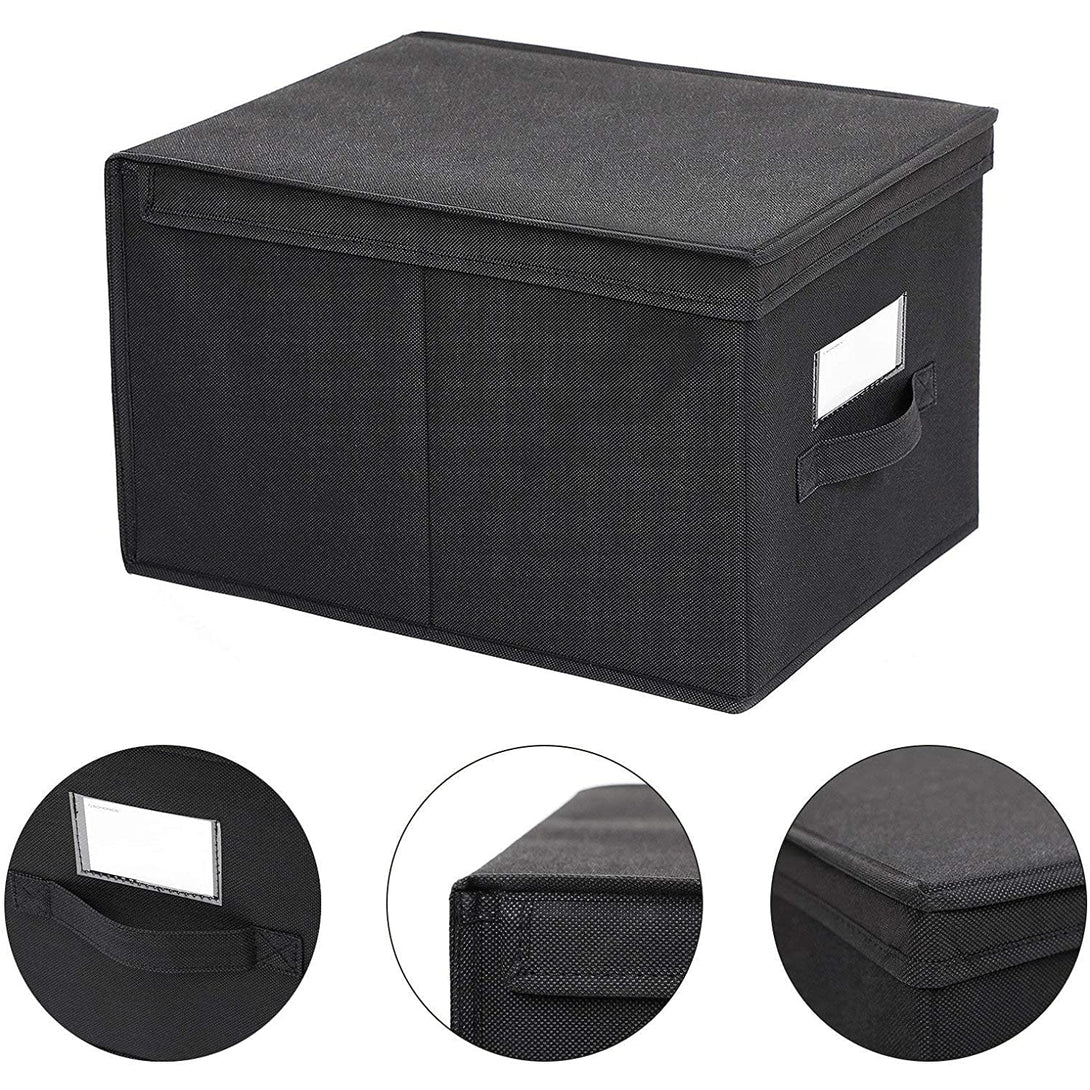Skladací úložný box so štítkami 40 x 25 x 30 cm, čierny-Vashome.sk